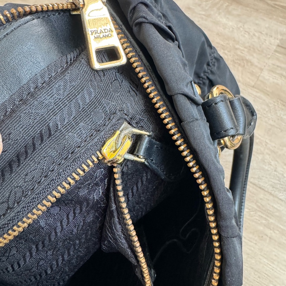 Prada Black Gathered Shoulder Bag - Picture 7 of 10